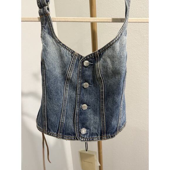 GRLFRND Phoebe Laced Halter Top in Nashville Suede Small New With Tags - Picture 7 of 11